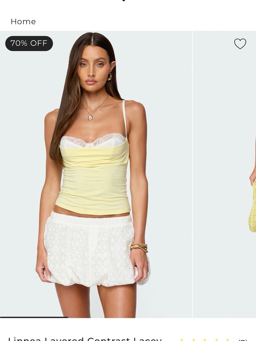 Edikted Yellow Layered Lace-Trim Tank Top